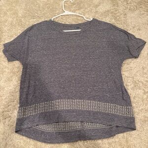 Gray Women's Top with Lace Detail